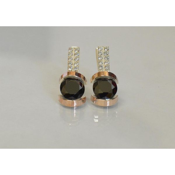 Серебряные серьги со вставками из золота (046с)