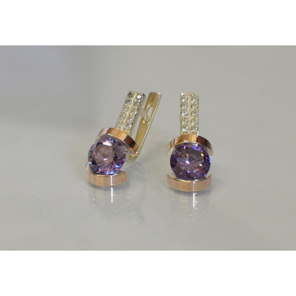 Серебряные серьги со вставками из золота (046с)