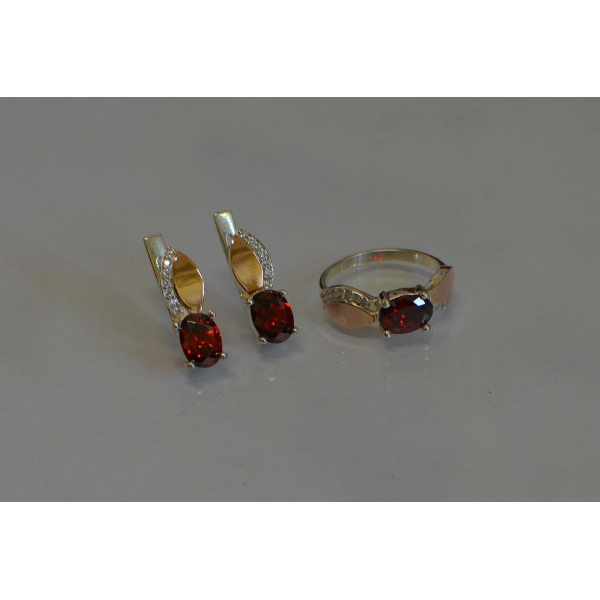 Серебряный набор с золотыми напайками (047)