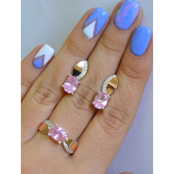 Серебряный набор с золотыми напайками (047)