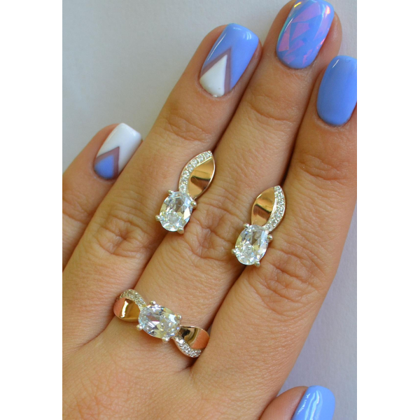 Серебряный набор с золотыми напайками (047)