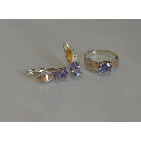 Серебряный набор с золотыми напайками (047)