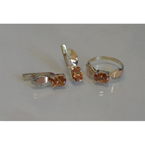 Серебряный набор с золотыми напайками (047)