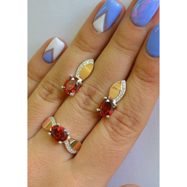 Серебряный набор с золотыми напайками (047)