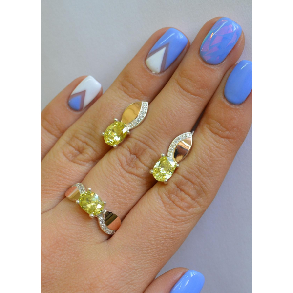 Серебряный набор с золотыми напайками (047)