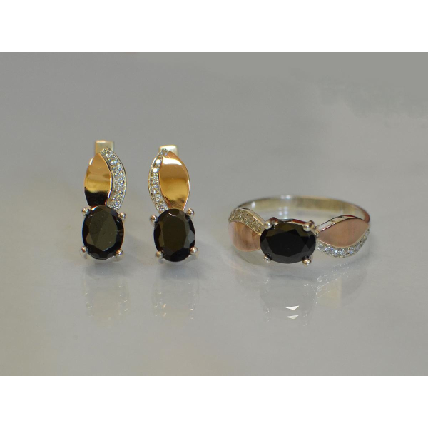 Серебряный набор с золотыми напайками (047)