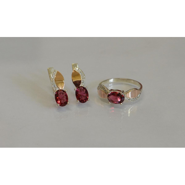 Серебряный набор с золотыми напайками (047)