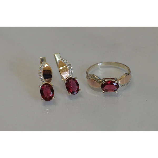 Серебряный набор с золотыми напайками (047)