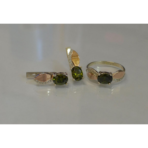 Серебряный набор с золотыми напайками (047)