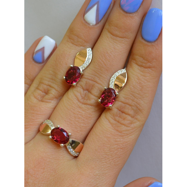 Серебряный набор с золотыми напайками (047)