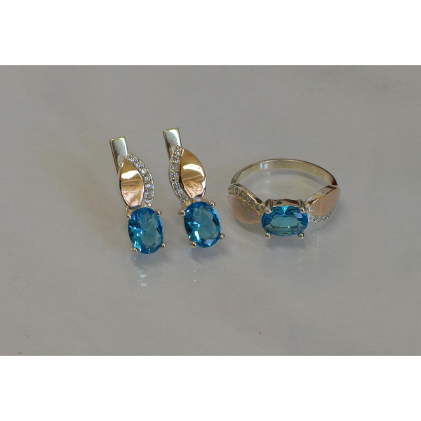 Серебряный набор с золотыми напайками (047)