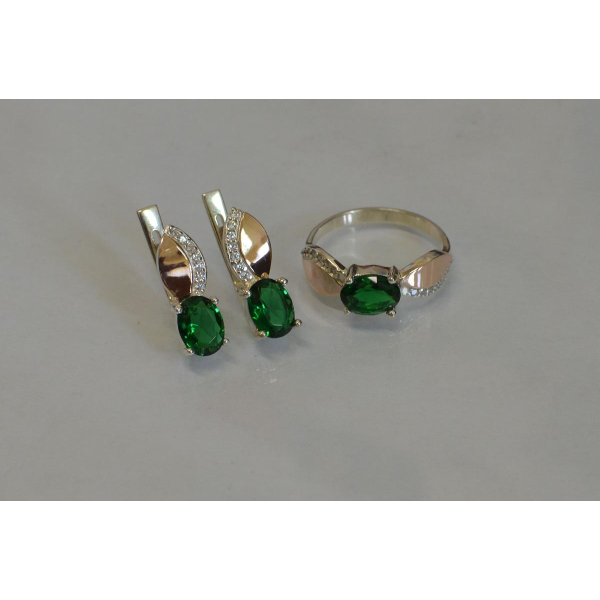 Серебряный набор с золотыми напайками (047)