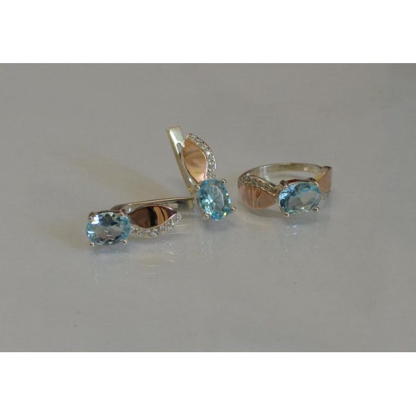 Серебряный набор с золотыми напайками (047)