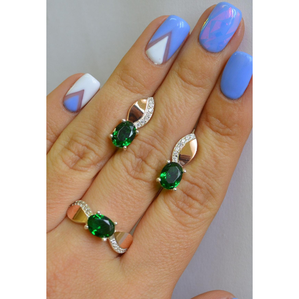 Серебряный набор с золотыми напайками (047)