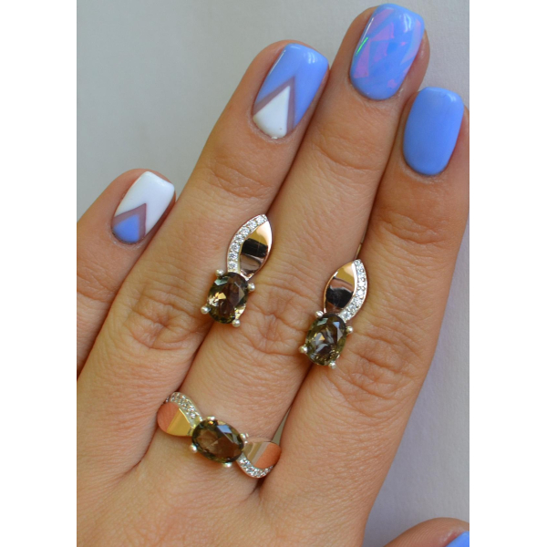 Серебряный набор с золотыми напайками (047)