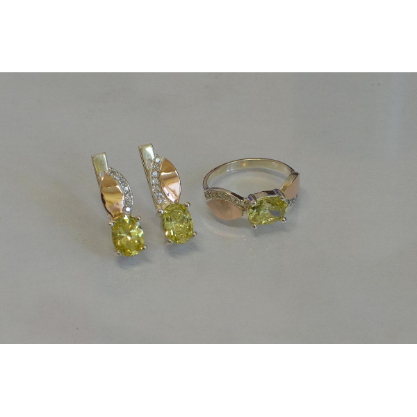 Серебряный набор с золотыми напайками (047)