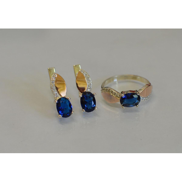 Серебряный набор с золотыми напайками (047)