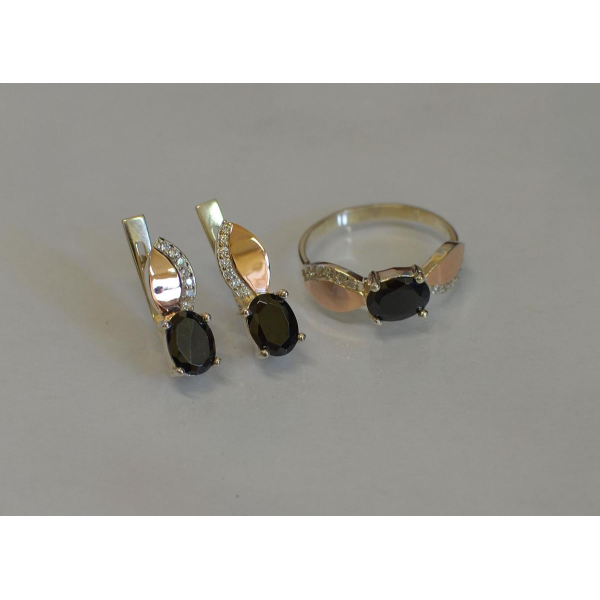 Серебряный набор с золотыми напайками (047)