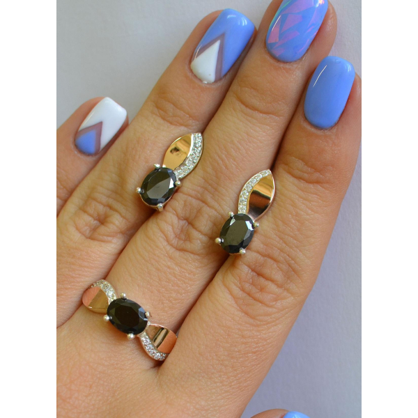 Серебряный набор с золотыми напайками (047)