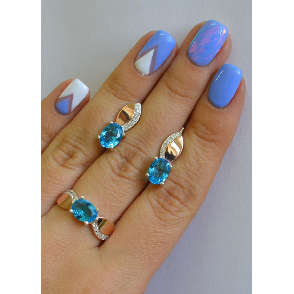 Серебряный набор с золотыми напайками (047)