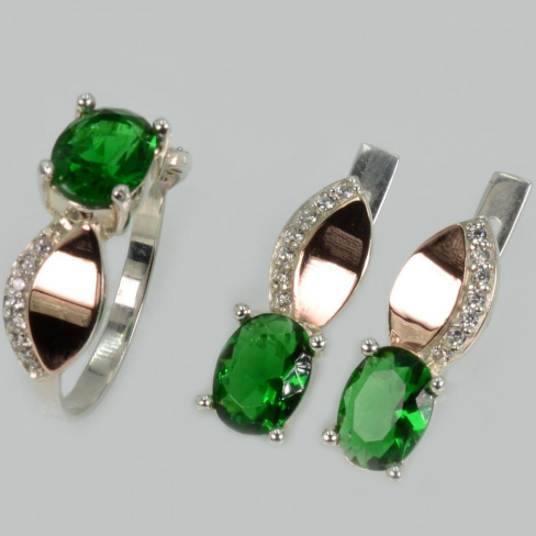 Серебряный набор с золотыми напайками