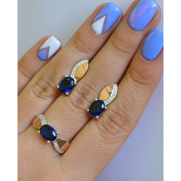 Серебряный набор с золотыми напайками (047)