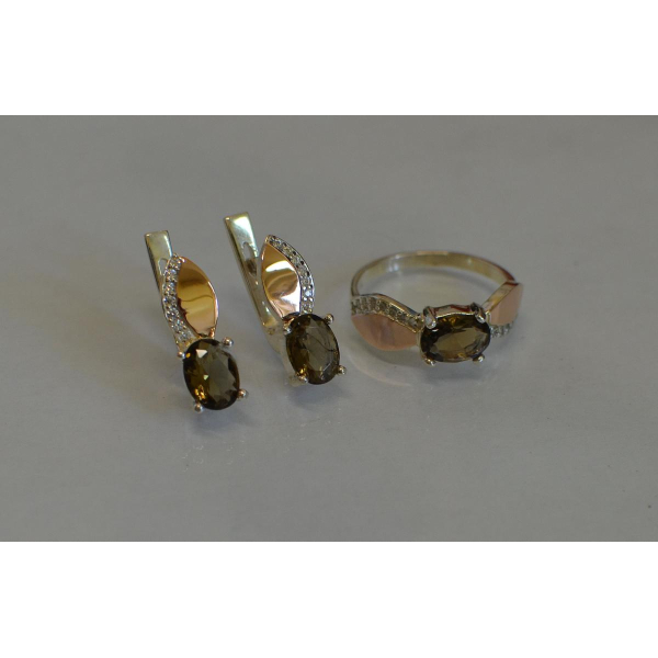 Серебряный набор с золотыми напайками (047)