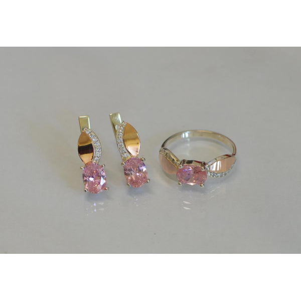 Серебряный набор с золотыми напайками (047)