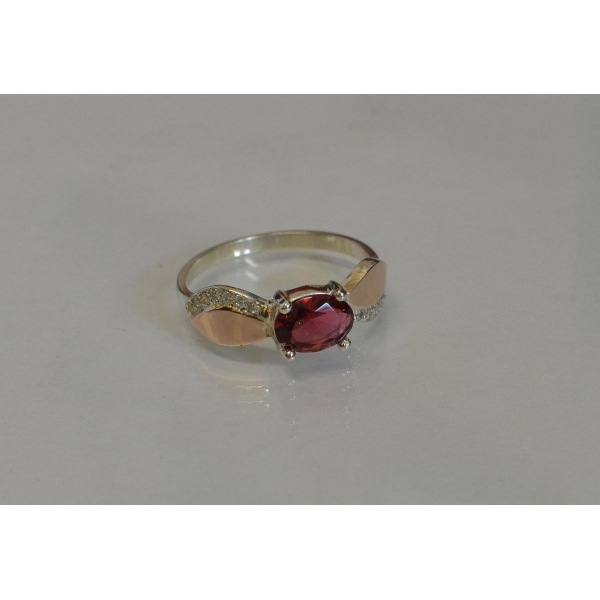 Серебряное кольцо  с пластинами из золота (047к)