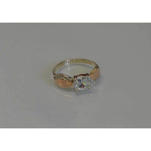 Серебряное кольцо  с пластинами из золота (047к)