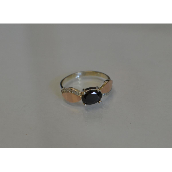 Серебряное кольцо  с пластинами из золота (047к)