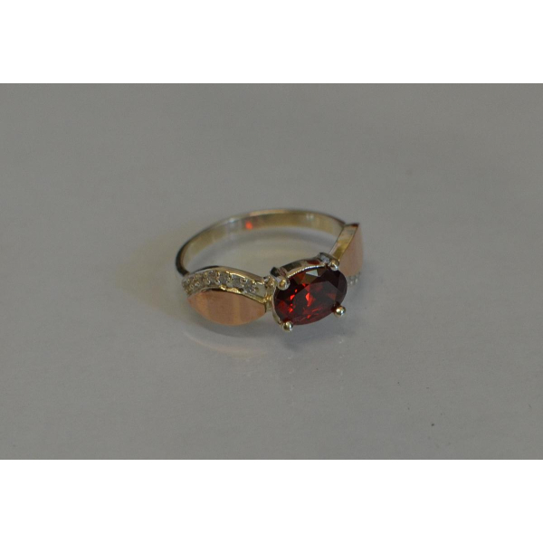 Серебряное кольцо  с пластинами из золота (047к)