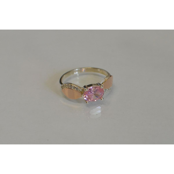 Серебряное кольцо  с пластинами из золота (047к)