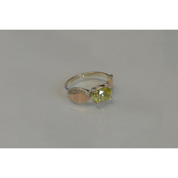 Серебряное кольцо  с пластинами из золота (047к)