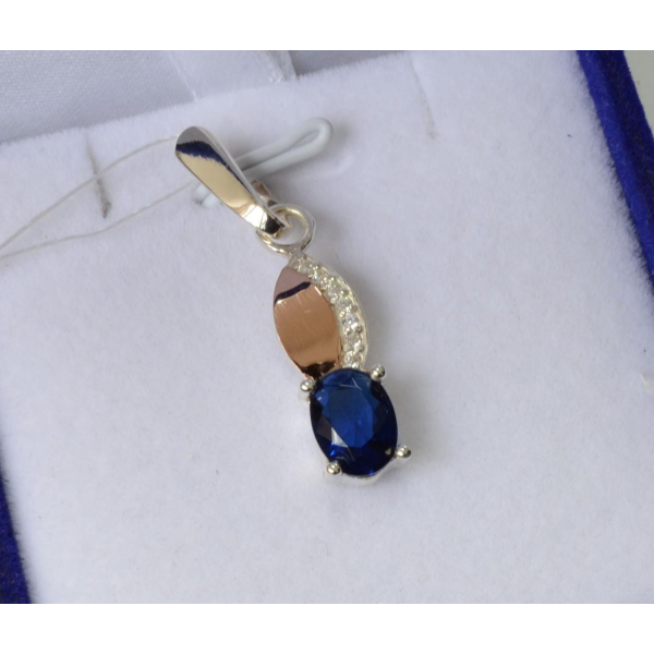 Серебряная подвеска с золотими вставками (047п)