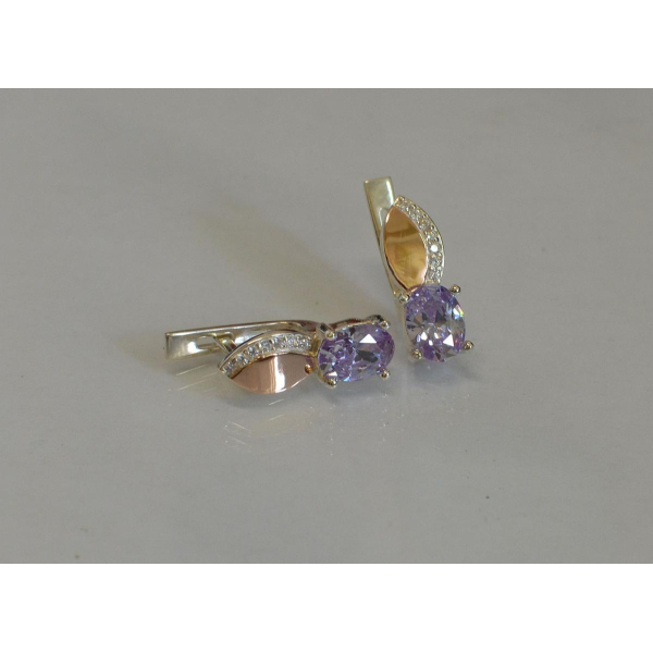 Серебряные серьги с золотыми вставками (047с)