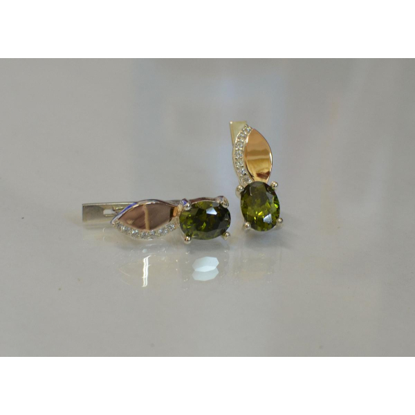 Серебряные серьги с золотыми вставками (047с)