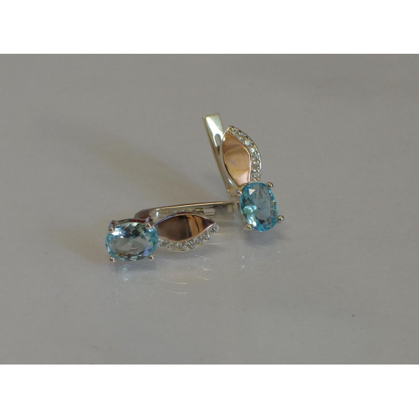 Серебряные серьги с золотыми вставками (047с)