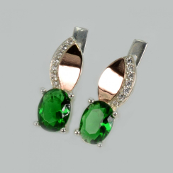 Серебряные серьги с золотыми вставками