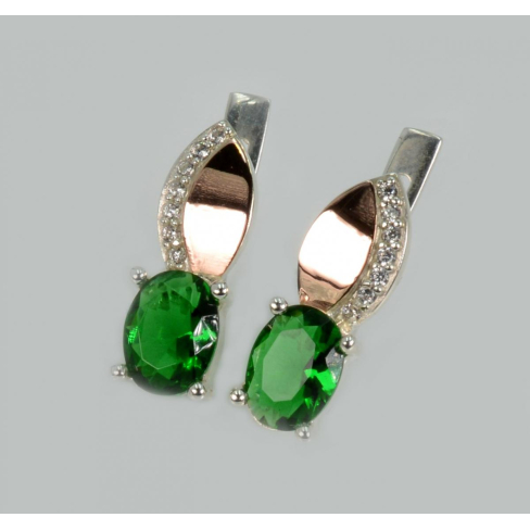 Серебряные серьги с золотыми вставками