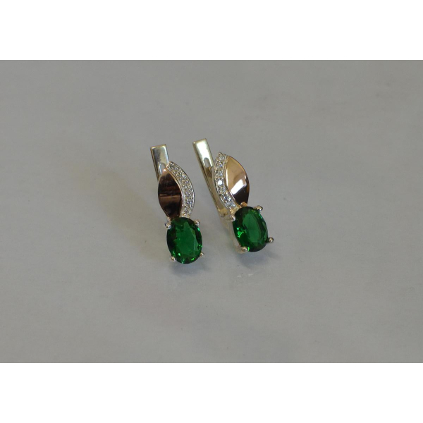 Серебряные серьги с золотыми вставками (047с)