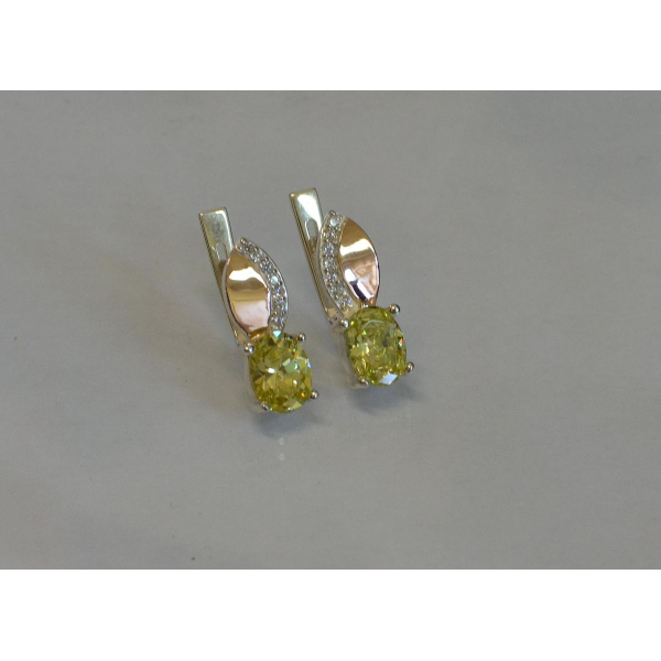 Серебряные серьги с золотыми вставками (047с)