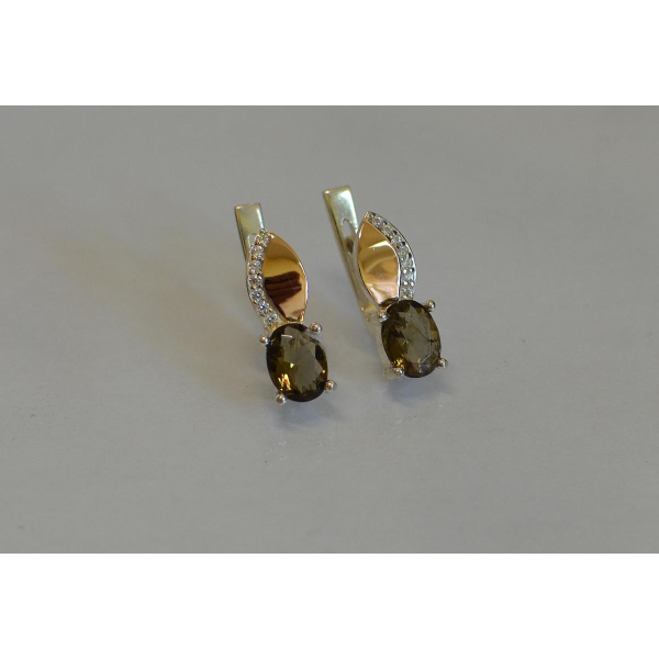 Серебряные серьги с золотыми вставками (047с)