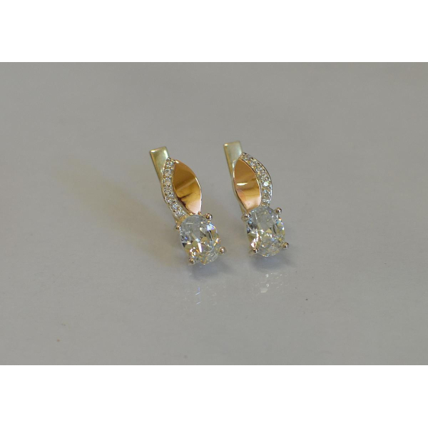 Серебряные серьги с золотыми вставками (047с)