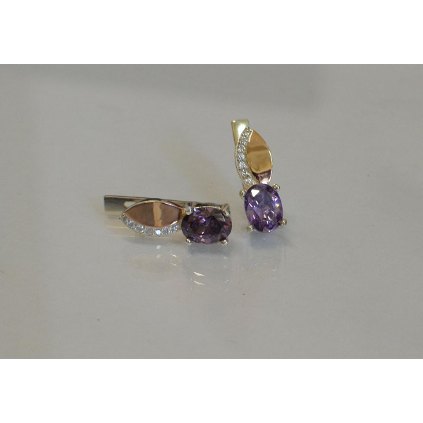 Серебряные серьги с золотыми вставками (047с)