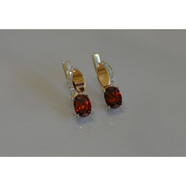 Серебряные серьги с золотыми вставками (047с)