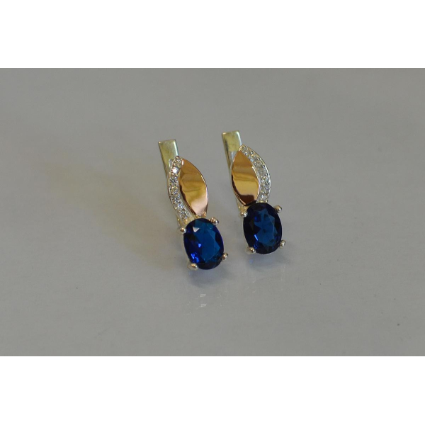 Серебряные серьги с золотыми вставками (047с)