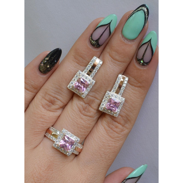 Комплект серебряный с золотыми напайками (048)