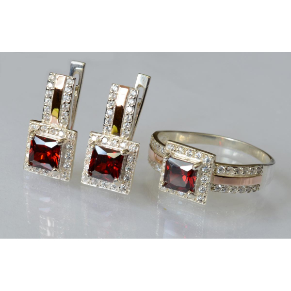 Комплект серебряный с золотыми напайками (048)