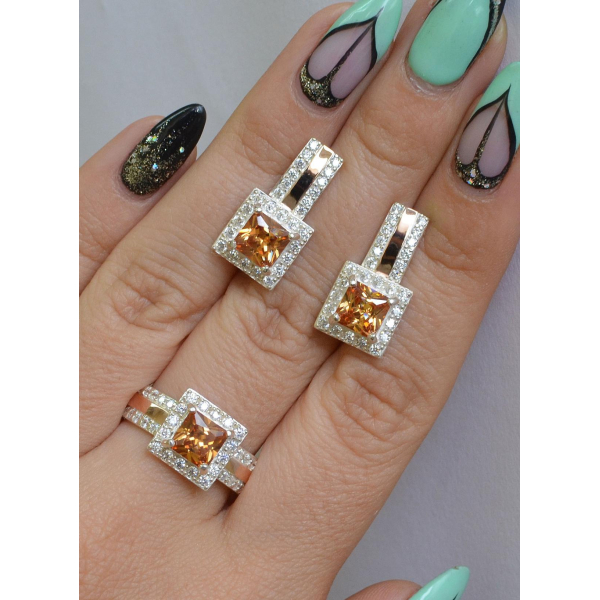 Комплект серебряный с золотыми напайками (048)